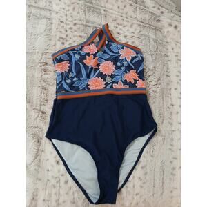 NWT Cupshe One Piece Swimsuit Size M Blue L Floral Print